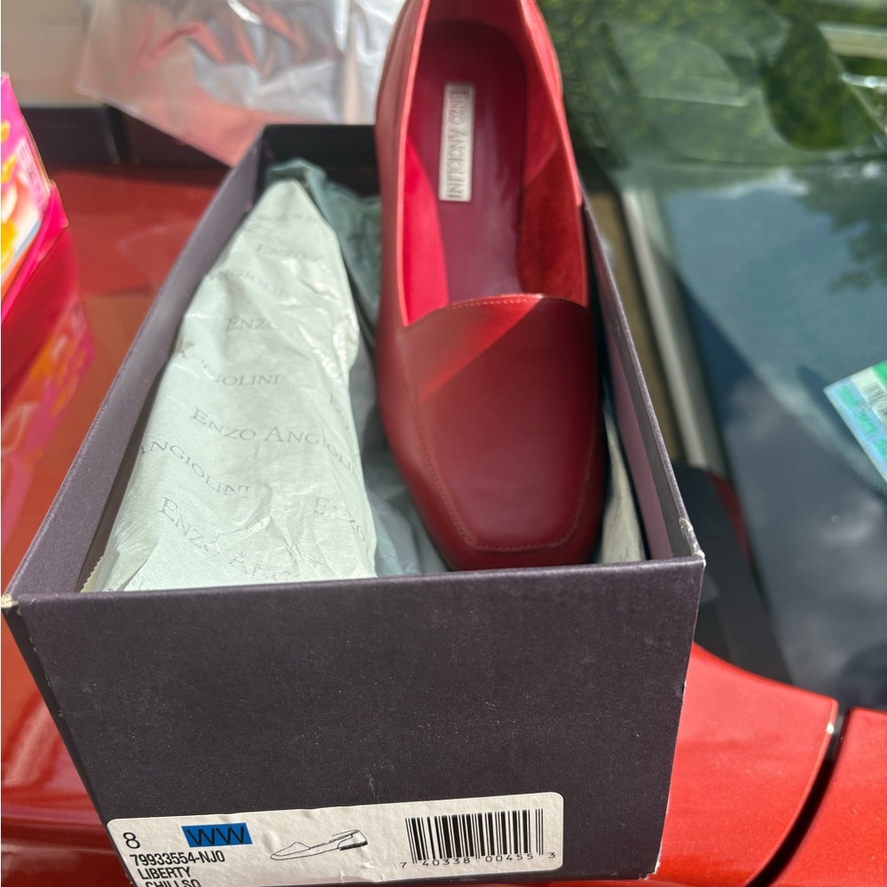 Enzo Angiolini Red leather loafers - 8 W NEW w box